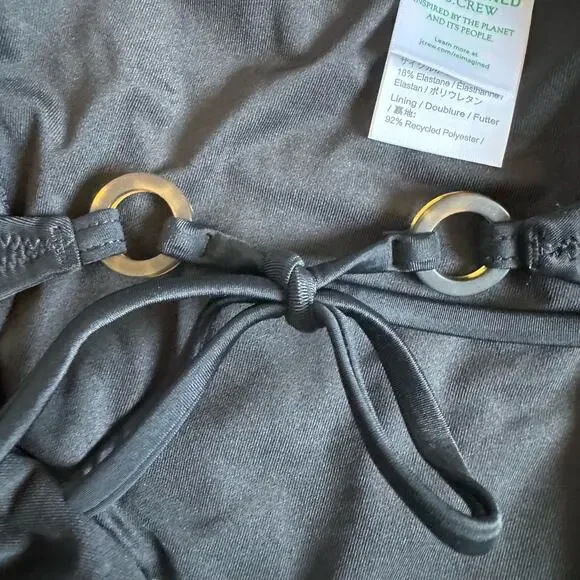 J. Crew O-Ring Curved Waist Black Plus Cheeky String Bikini Bottom Size 3X - Picture 3 of 6